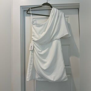 DO+BE White One Shoulder Wrap Dress
